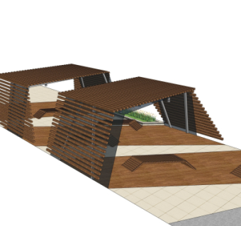 现代廊架su模型