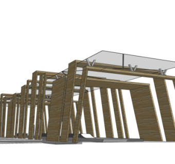 现代玻璃廊架su模型