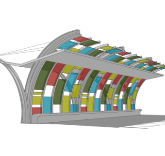 现代廊架su模型