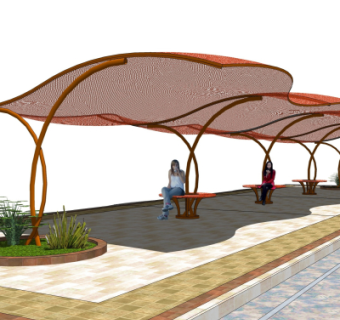 现代廊架su模型