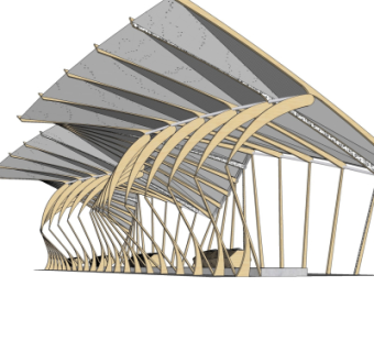 现代廊架su模型