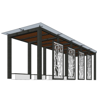 现代廊架su模型