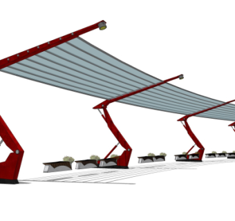 现代廊架su模型