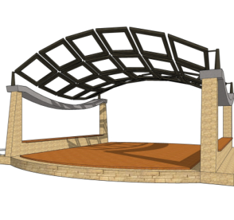 现代廊架su模型