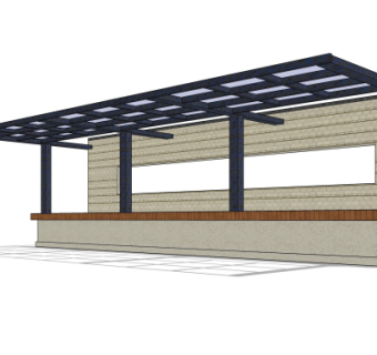 现代廊架su模型