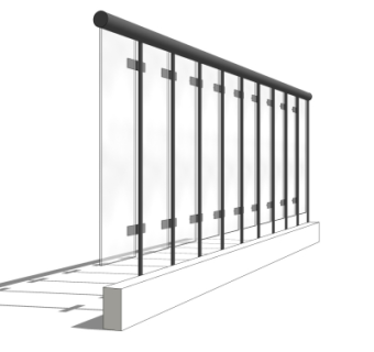 现代玻璃护栏su模型