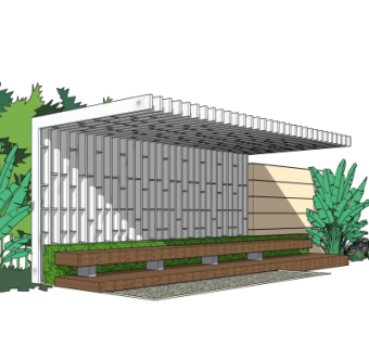 现代廊架su模型