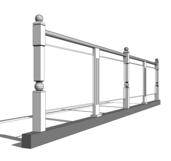 现代玻璃护栏su模型