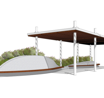 现代廊架su模型