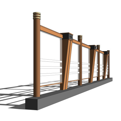 现代玻璃护栏su模型