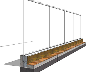 现代玻璃护栏su模型