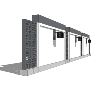 中式围墙免费su模型