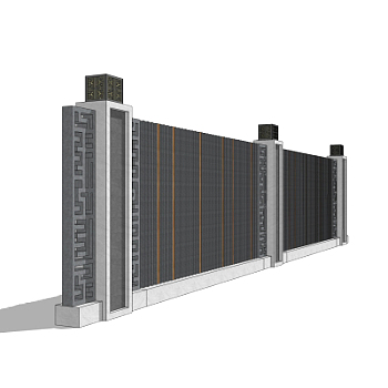 新中式围墙su模型