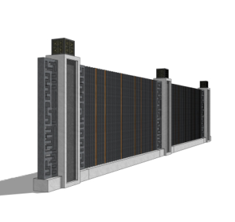 新中式围墙免费su模型