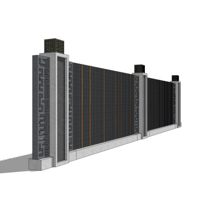 新中式围墙su模型