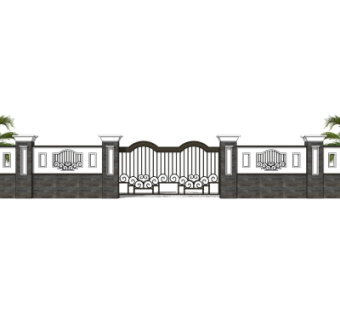 新中式围墙免费su模型