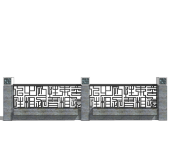 新中式围墙免费su模型