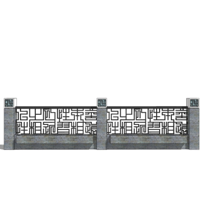 新中式围墙su模型