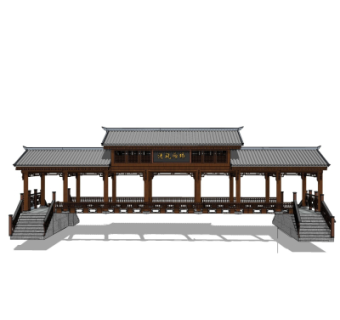 中式长廊免费su模型