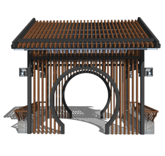 中式廊架免费su模型