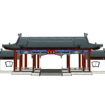 中式长廊免费su模型