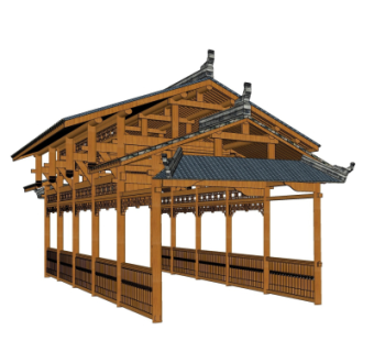 中式长廊免费su模型