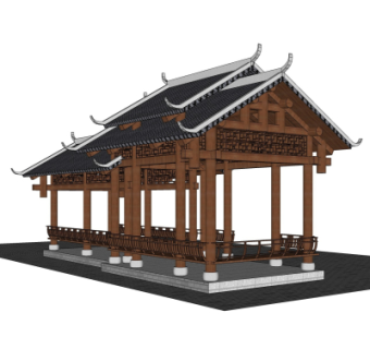 中式长廊免费su模型