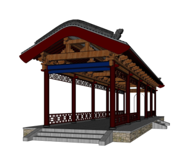 中式长廊免费su模型