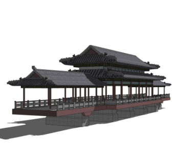 中式长廊免费su模型