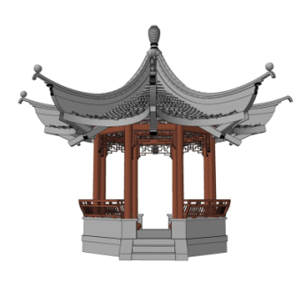 中式凉亭su模型