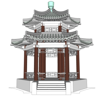 中式凉亭su模型