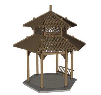 中式凉亭免费su模型