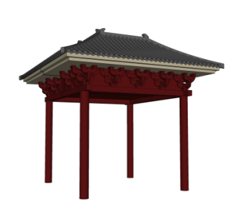 中式凉亭su模型