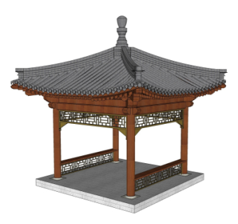 中式凉亭su模型