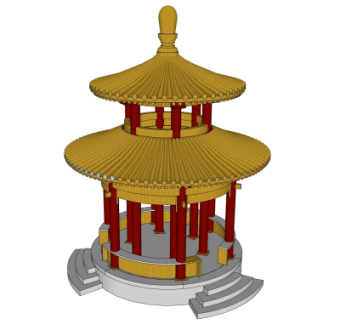 中式凉亭su模型