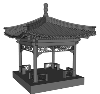 中式凉亭su模型
