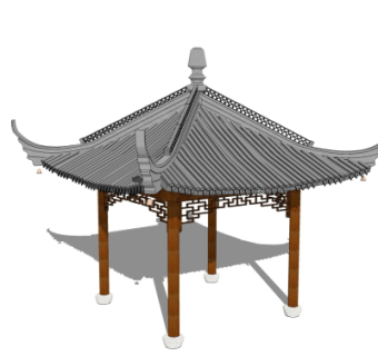 中式凉亭su模型