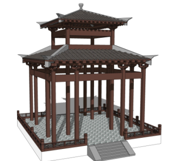 中式凉亭su模型