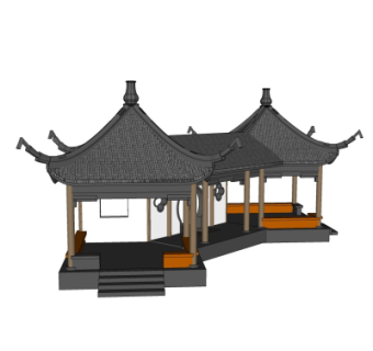 中式凉亭su模型