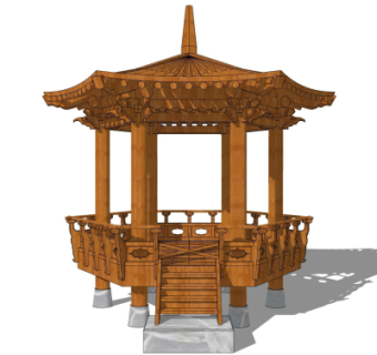 中式凉亭su模型