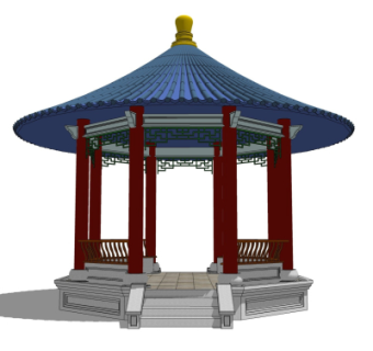 中式凉亭su模型