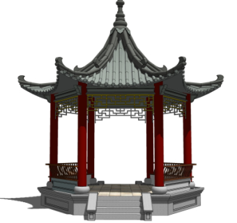 中式凉亭su模型