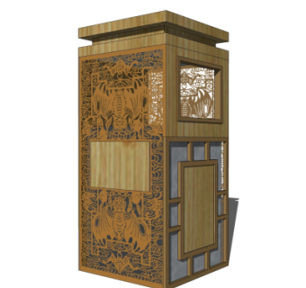 中式垃圾桶su模型