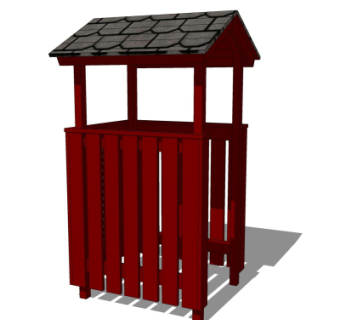 中式垃圾桶su模型