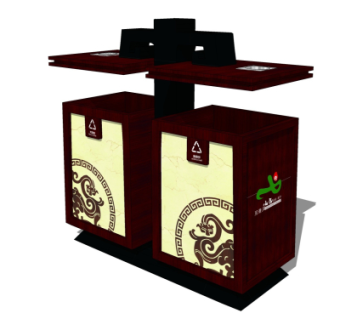 新中式垃圾桶su模型