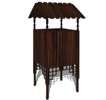 中式垃圾桶su模型