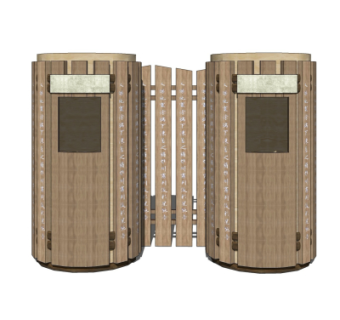 中式垃圾桶su模型