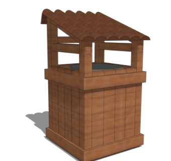 中式垃圾桶su模型