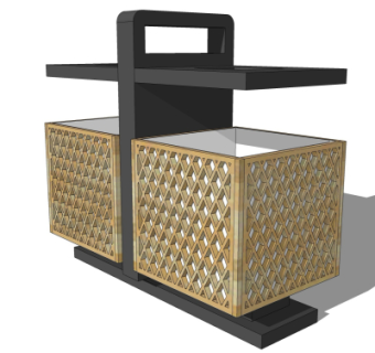新中式垃圾桶su模型