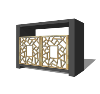 新中式垃圾桶su模型